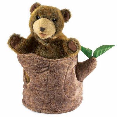 Folkmanis Handpuppe - Bär im Baumstumpf