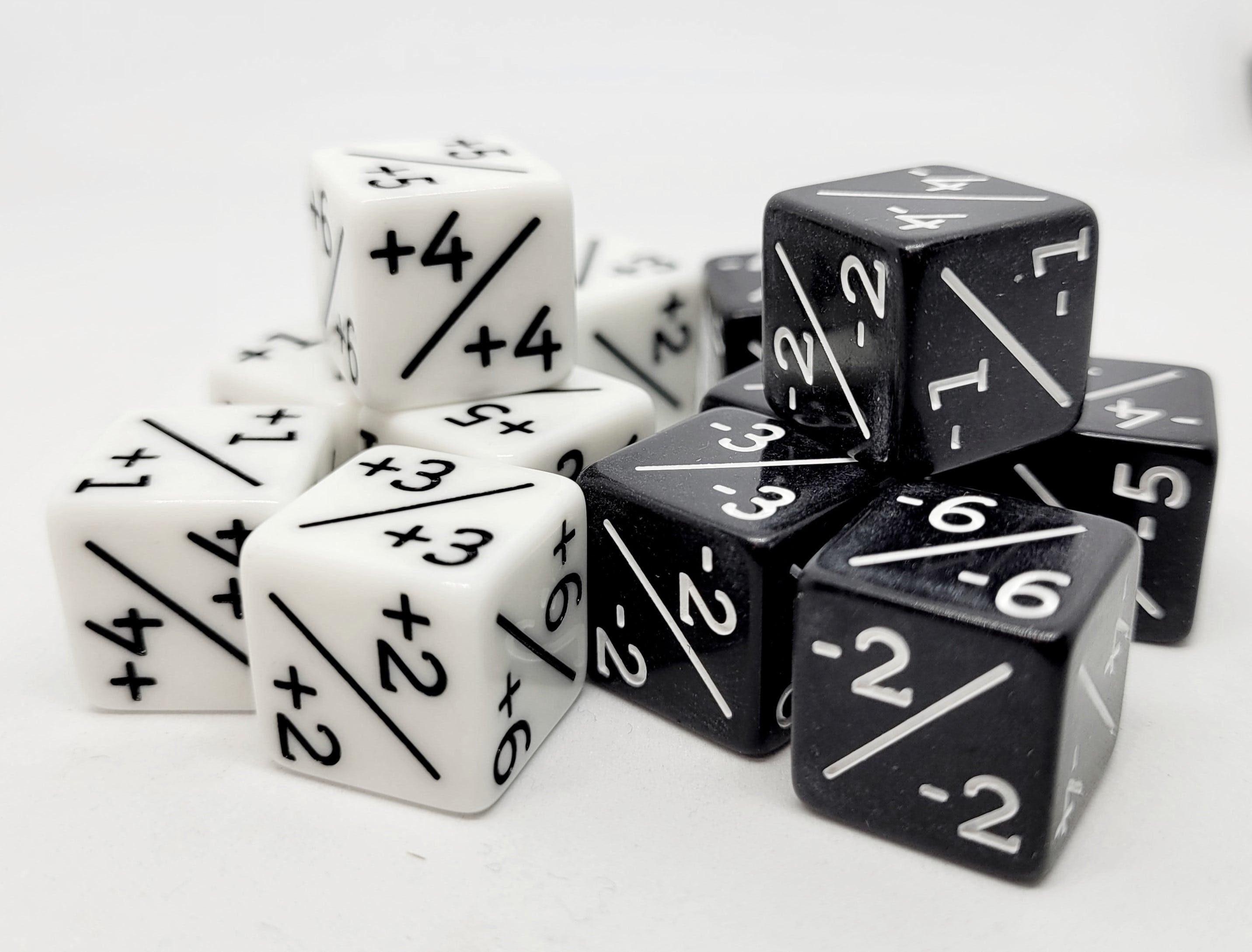 Würfelset Opaque D6: Counter Dice +/-, 6 Black + 6 White (12)