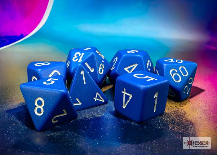 Chessex 25406 - Opaque Polyhedral Blue/White 7-Die Set