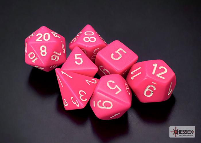 Chessex 25444 - Opaque Pink/white 7-Die Set