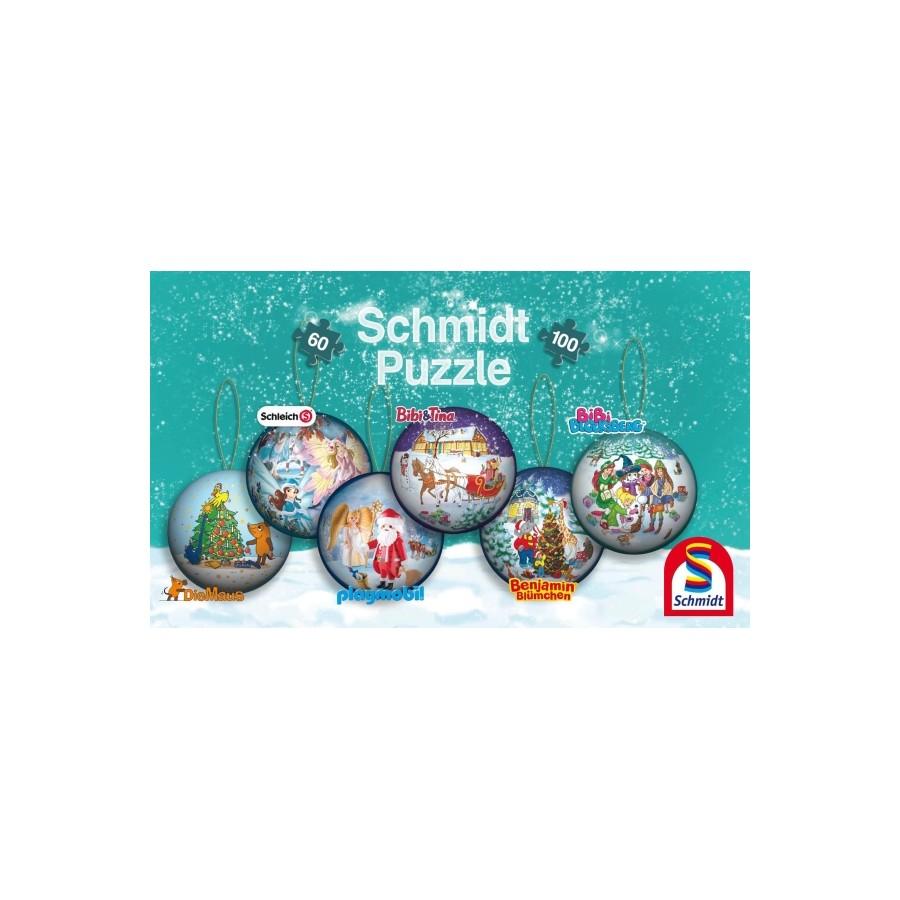 Schmidt Puzzle Weihnachtskugel mit Kindermotiven 64/100 Teile