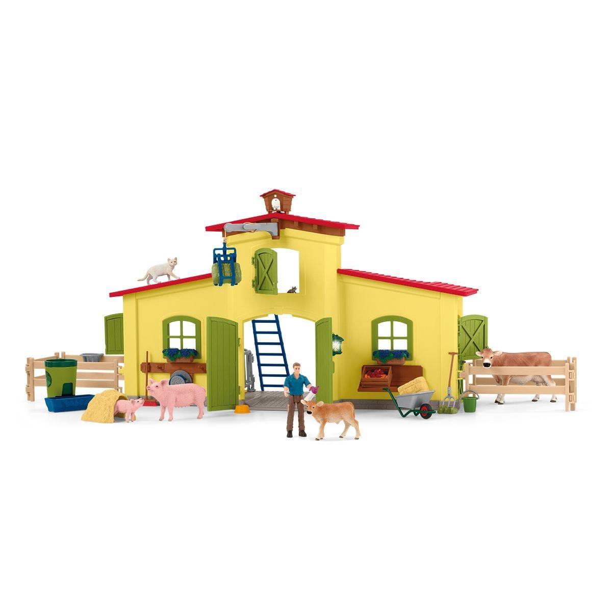 Schleich Farm World 42605 - Großer Stall mit Tieren und Zubehör