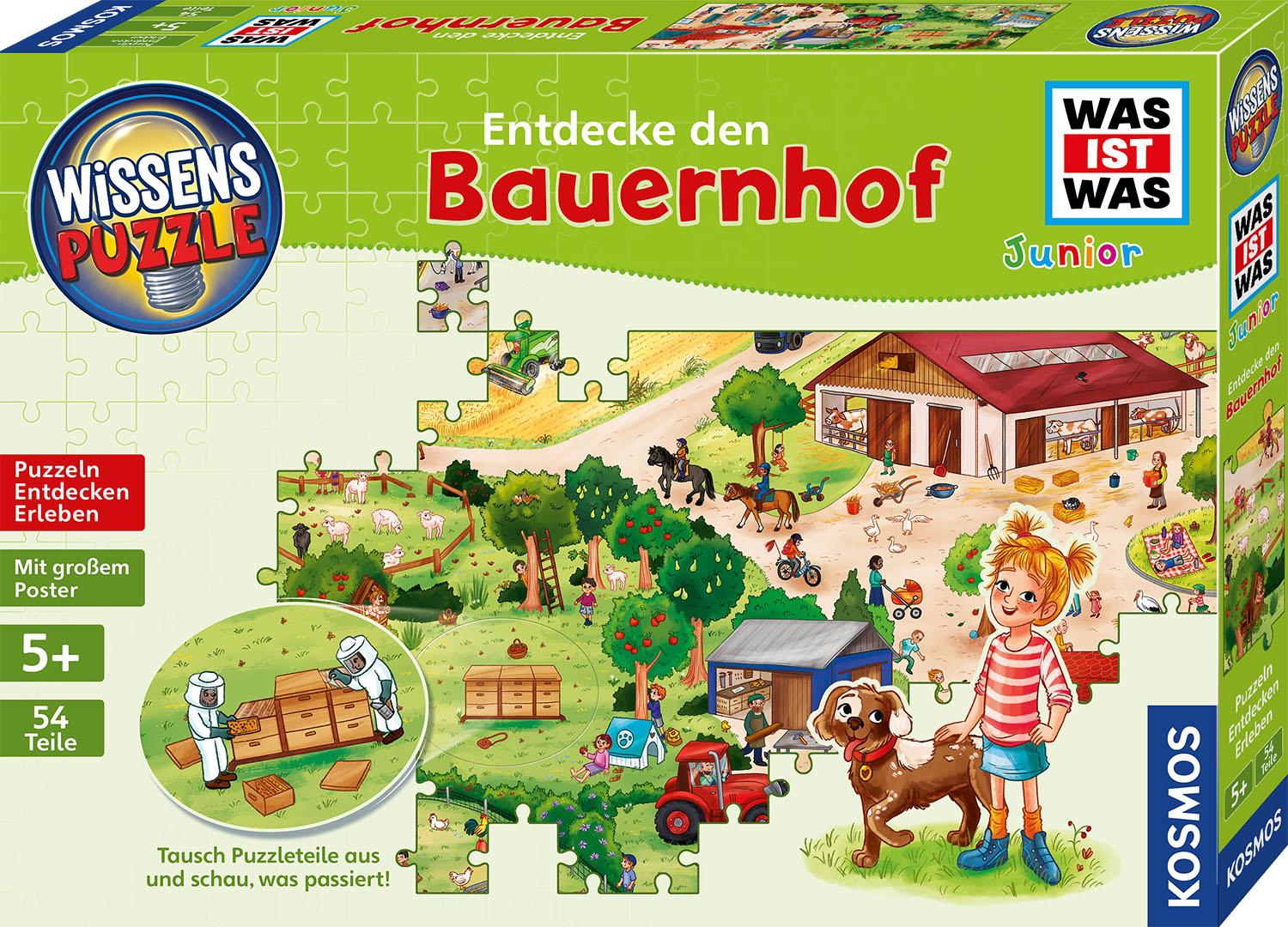 Was ist was Junior -  Wissens-Puzzle: Entdecke den Bauernhof - 54 Teile