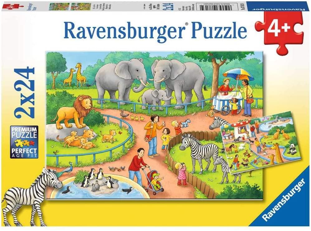 Ravensburger Kinderpuzzle - Ein Tag im Zoo 2 x 24