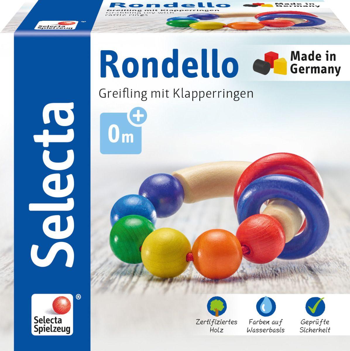 Selecta - Rondello: Greifling mit Klapperringen (7,5 cm)