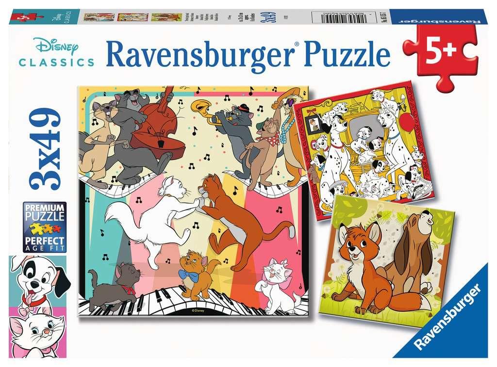 Ravensburger Puzzle - Disney Classics: Tierisch gut drauf - 3 x 49 Teile