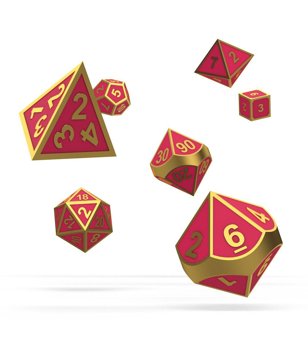 Oakie Doakie Dice - RPG Set Metal Glow in the Dark Golden Princess (7)