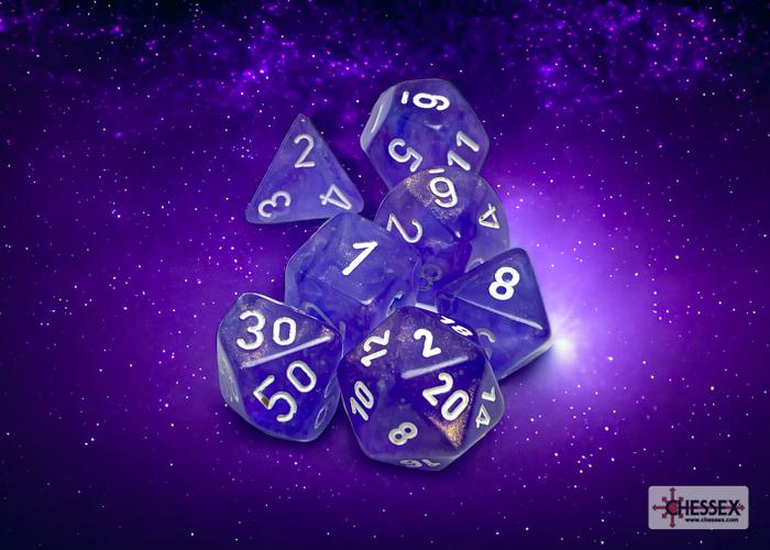 Chessex 27577 - Borealis Purple/White 7-Die Set
