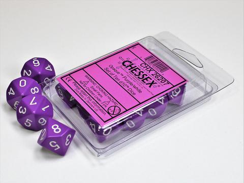 Chessex 26207 - Opaque Purple/white Set of Ten d10s