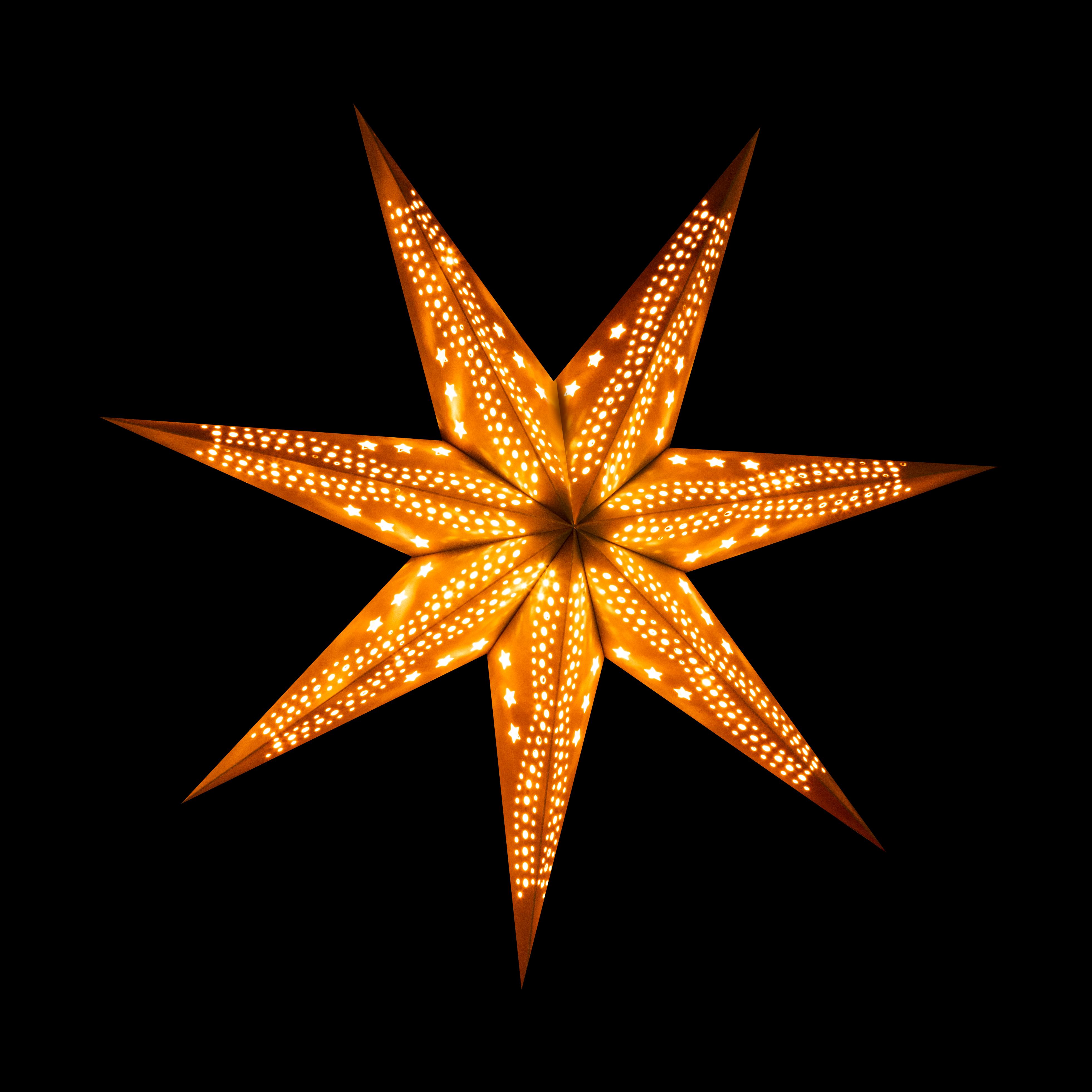 Leuchtender Papierstern mit 7 Zacken, orange (75cm)