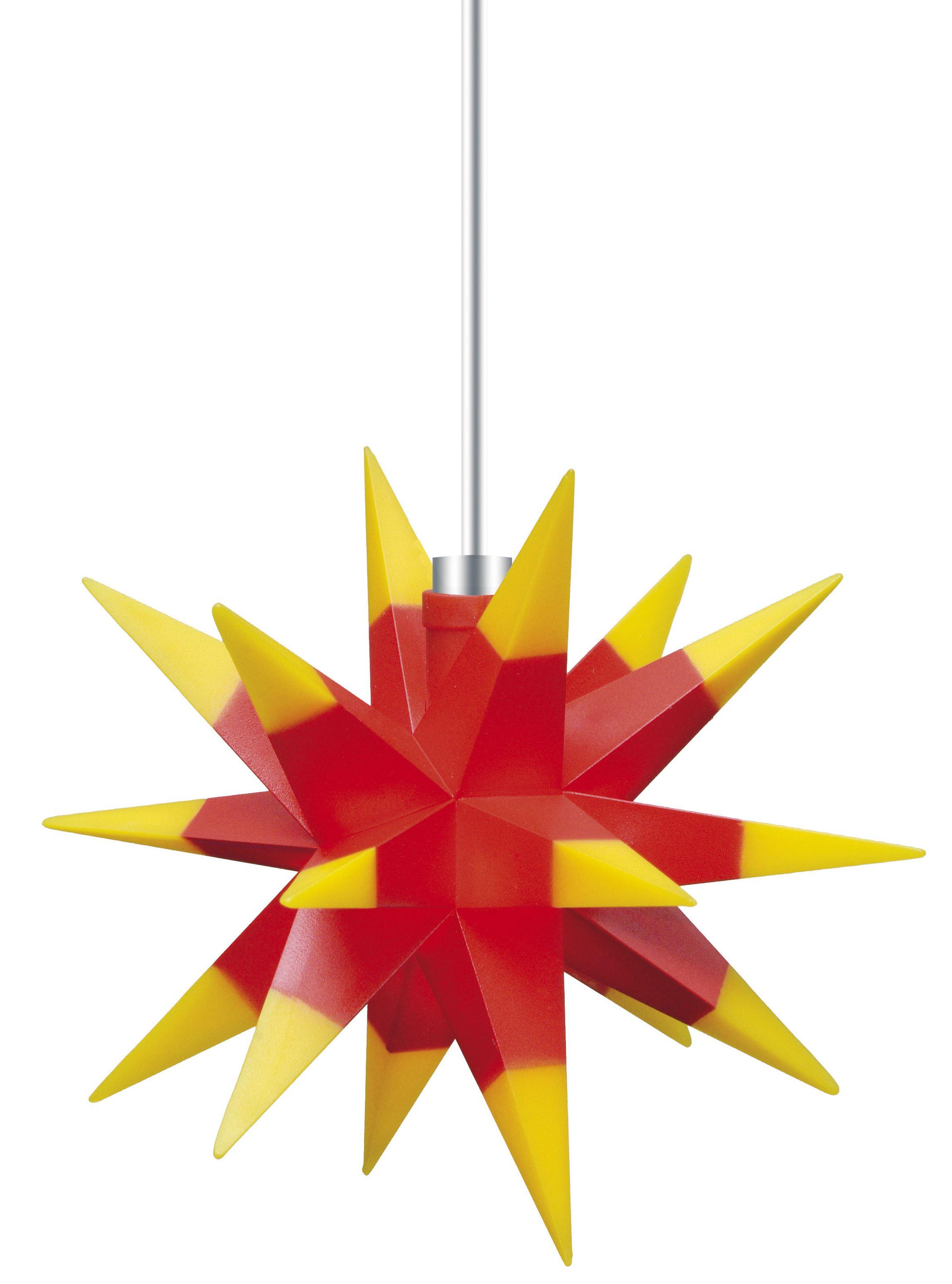 Leuchtender LED-Stern 18-Zacker (25cm) - rot-gelb
