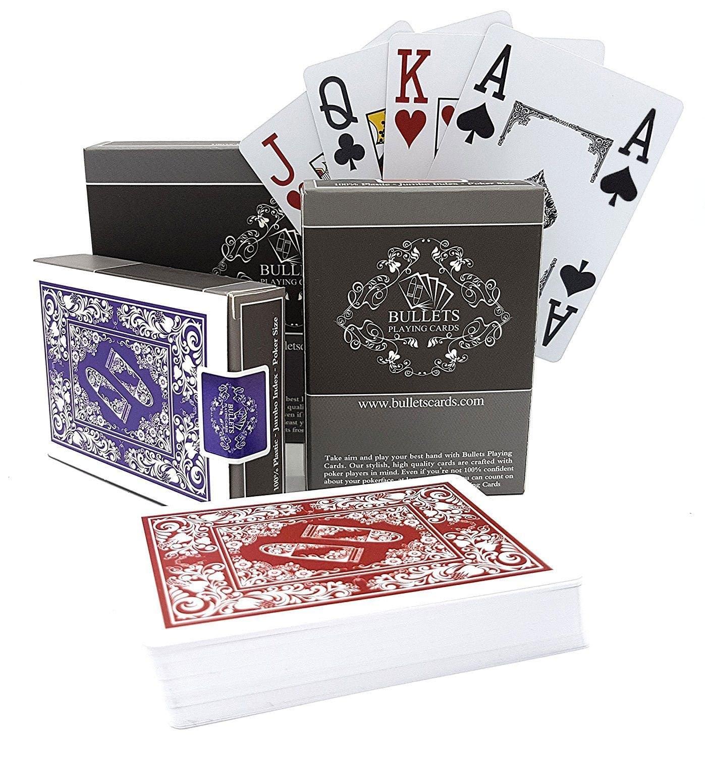 Bullets Playing Cards - Pokerkarten aus Plastik, Poker-Size, Doppelpack, Jumbo Index, 4 Eckzeichen