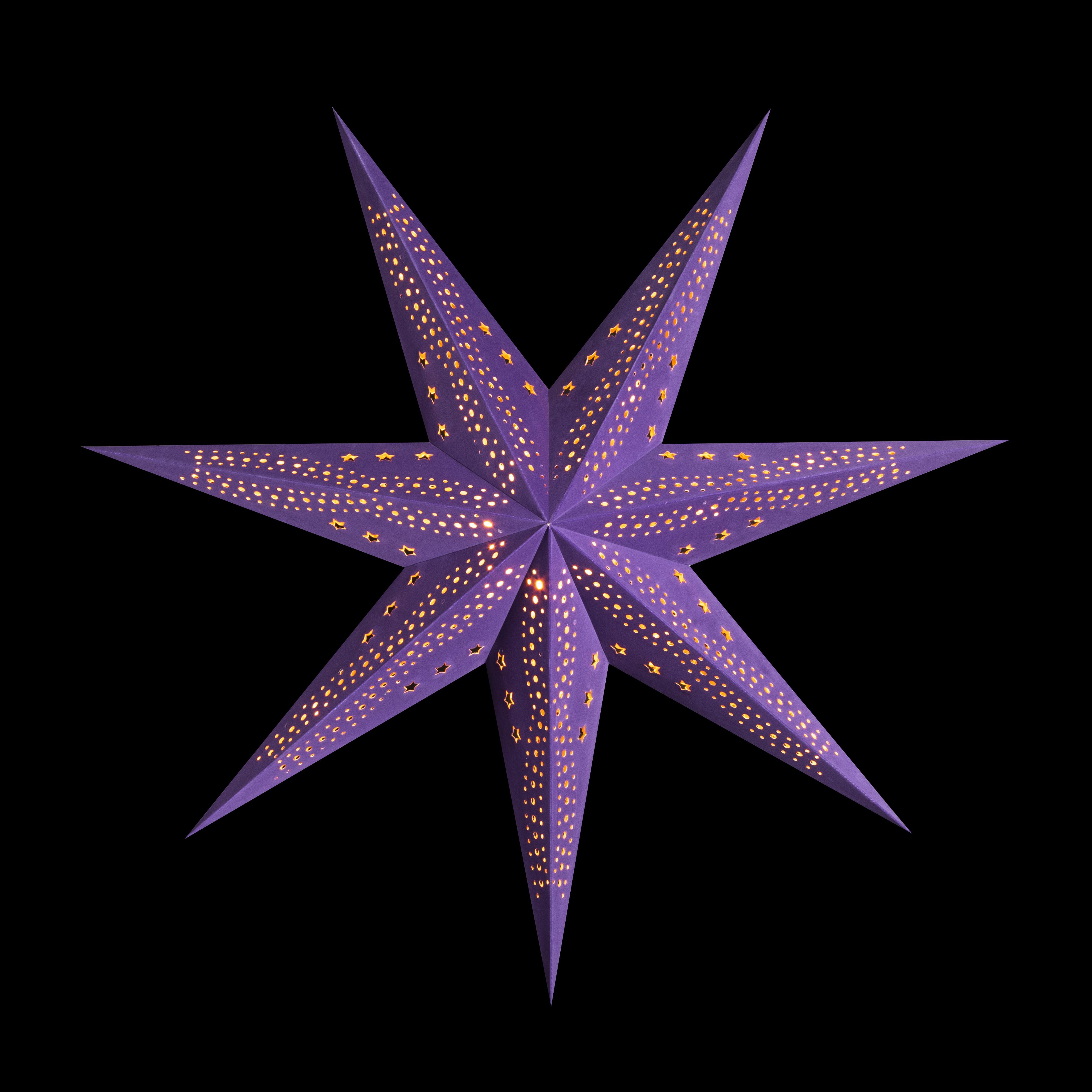Leuchtender Papierstern mit 7 Zacken, lila (75cm)