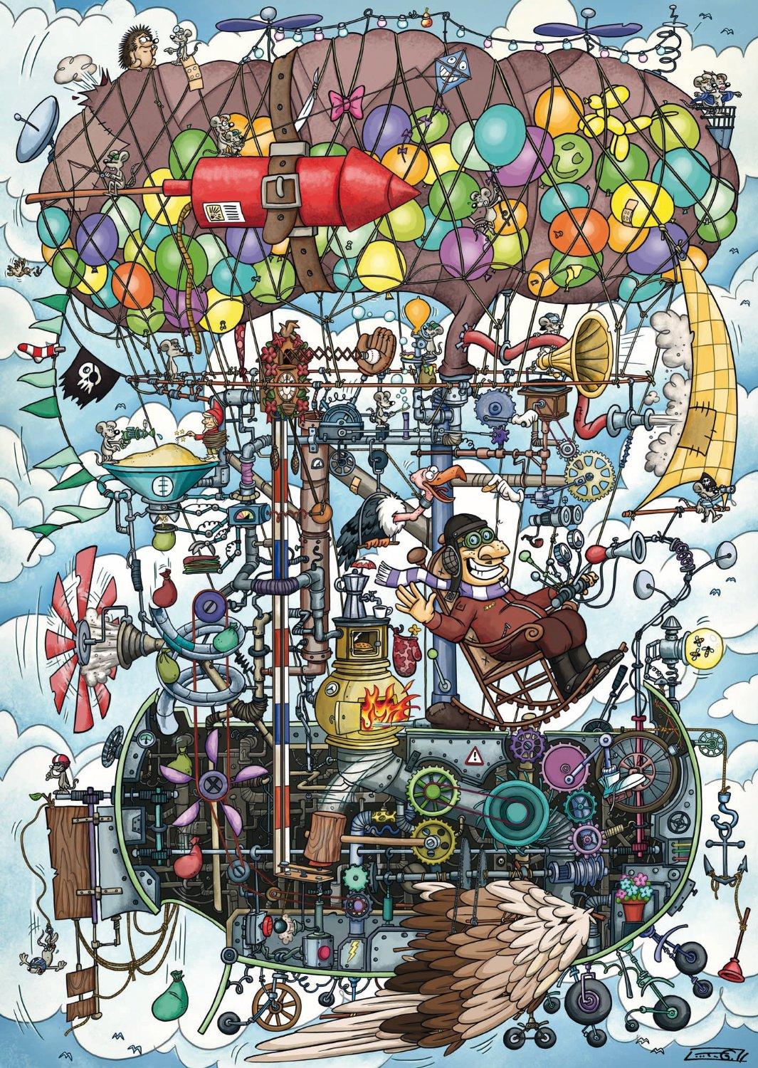 Schmidt Puzzle: 1000 Teile - Gumperts Wimmelflugmaschine