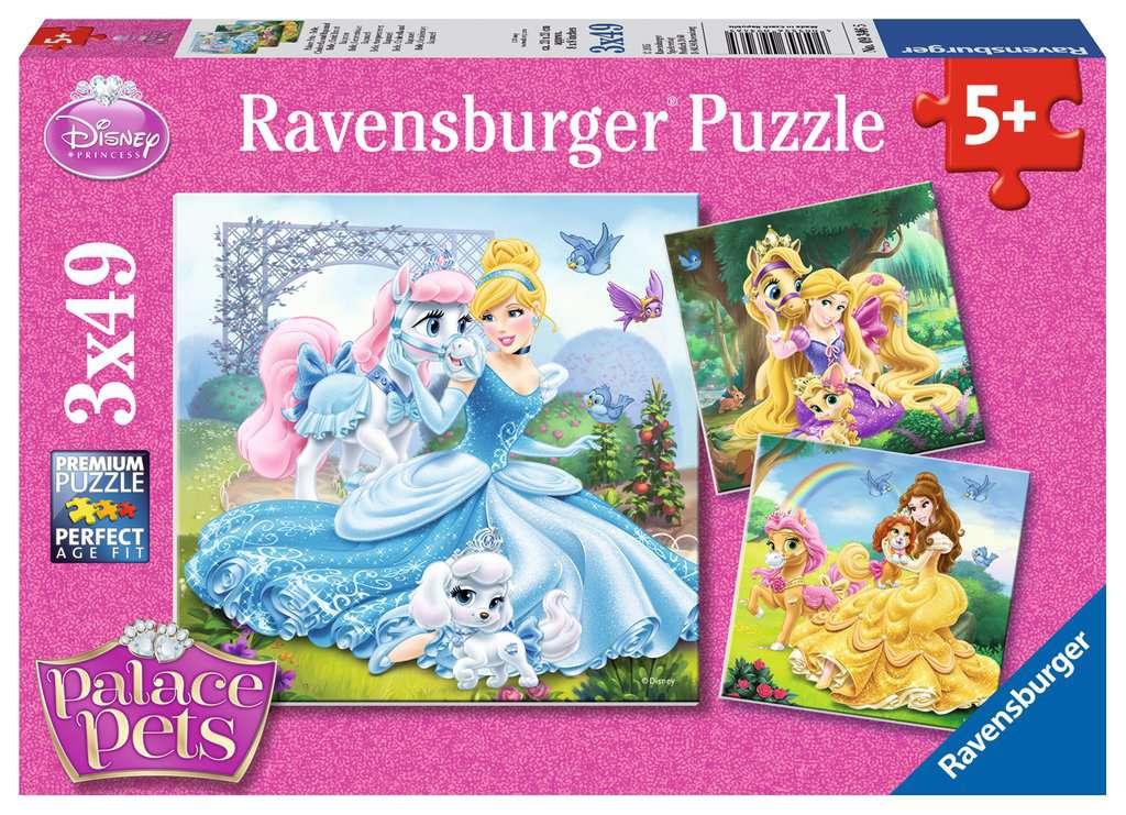 Ravensburger Kinderpuzzle - Disney Princess: Belle, Cinderella und Rapunzel - 3 x 49 Teile